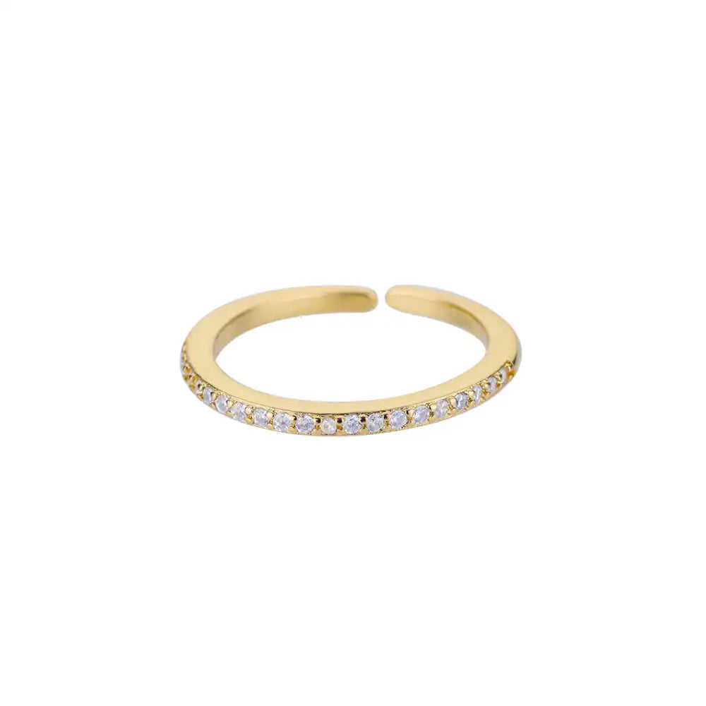 Mini Zirkon Grüne Ringe für Frauen Edelstahl Goldfarbe Verstellbarer Fingerring Verlobung Hochzeit Weihnachtsgeschenk Schmuck