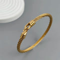 Neuer Drahtseil-Knopfhaken, vergoldetes Edelstahlarmband 18K, hochwertiges wasserdichtes Paararmband, Ehefraugeschenk