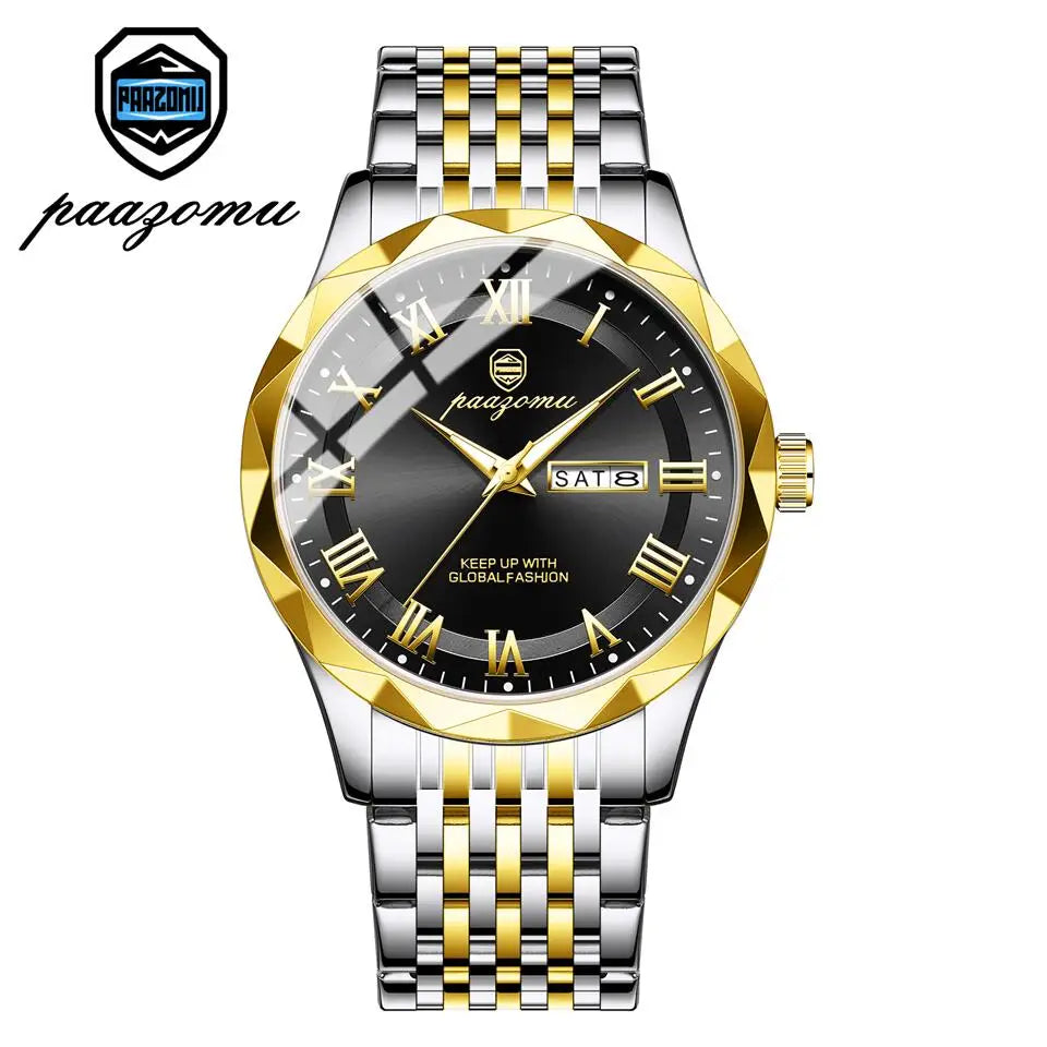 PAAZOMU Top Original Reloj de Hombre Impermeable Luminoso con Fecha Rectangular Reloj de Pulsera para Hombre Malla de Acero Inoxidable Relojes de Cuarzo para Hombre