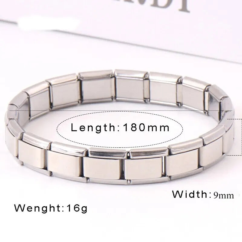 9 mm breite Edelstahlarmbänder, einfacher, trendiger Stil, Alltagsoutfit, silberfarbenes Charm-Armband für Damen, Party, Unisex-Stil