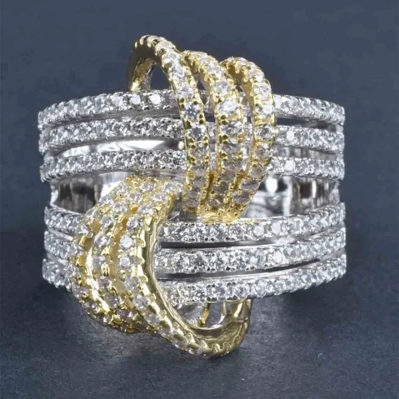 Geometric Fashion Gold Color Inlay Colorful Zircon Rings For Women Party Accessories Gifts Custom Jewelry