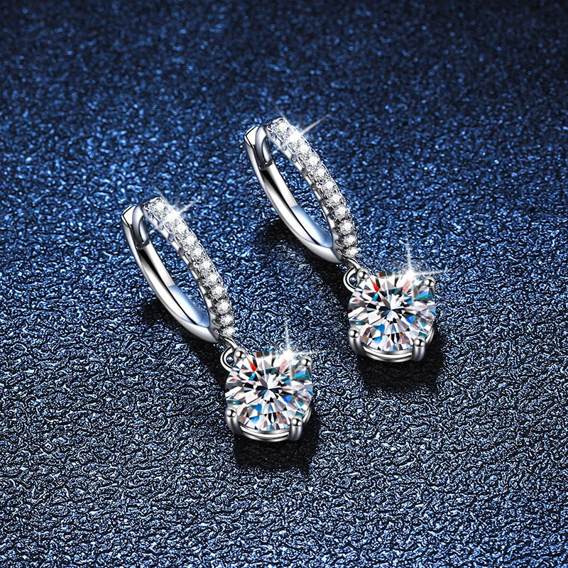NeeTim 0.5ct 1ct S925 Sterling Silber Moissanite Ohrhänger Trendige Luxus Designer Ohrringe für Damen Geschenk mit Zertifikat