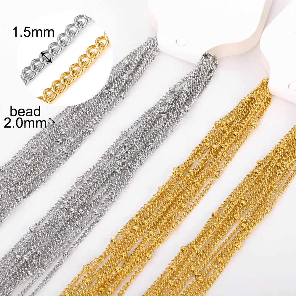 10pcs/set Stainless Steel Gold Color Necklace For Women 45cm Chain DIY Jewelry Accessories Making Materials Handmade Supplies