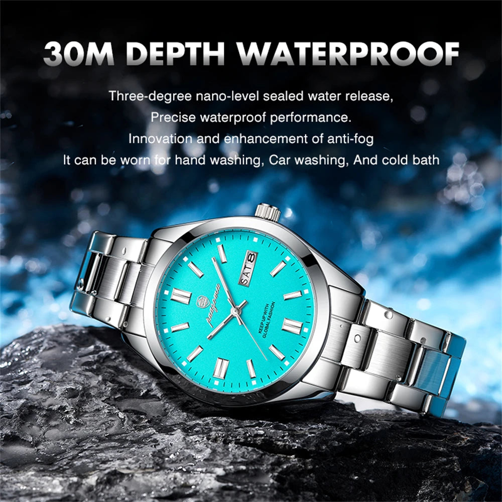 PAAZOMU Reloj de Pulsera para Hombre de Lujo, Resistente al Agua, de Acero Inoxidable, con Fecha Luminosa, Semana, Moda, Negocios, Cuarzo, Relojes de Hombre
