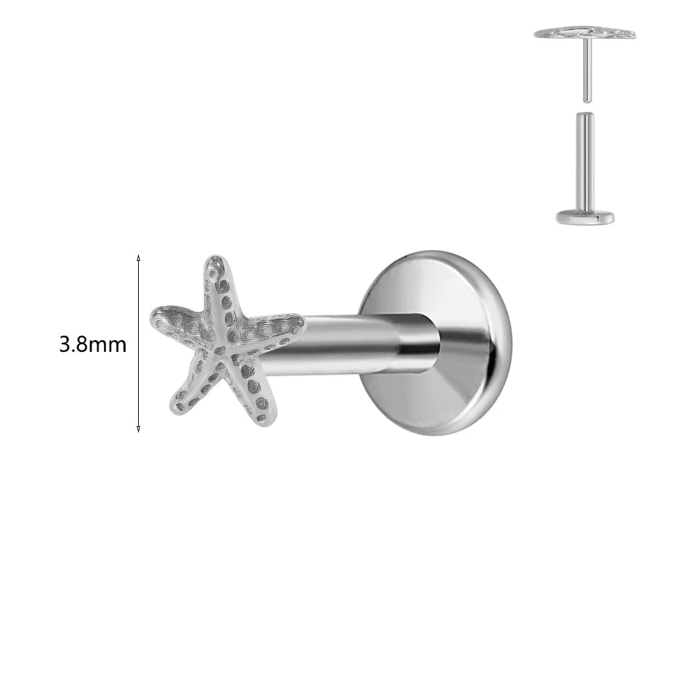ASTM F136 G23 Titan Blumen Piercing Push-In Zweig Ohrring Stecker Anhänger Gewindefreies Labret Piercing Knorpel Körperschmuck