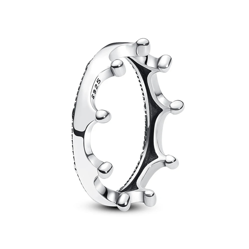 925er Sterling Silber Ringe für Frauen Original Krone Herz Wunschknochen Verlobung Hochzeit Rose Gold Kristall Ring Luxusschmuck
