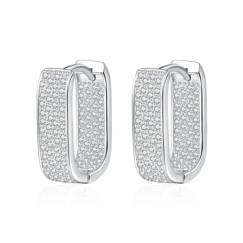 Pendientes NeeTim de moissanita con brillo de color completo, de plata de ley 925, clásicos, con aros brillantes para mujer, joyería de boda