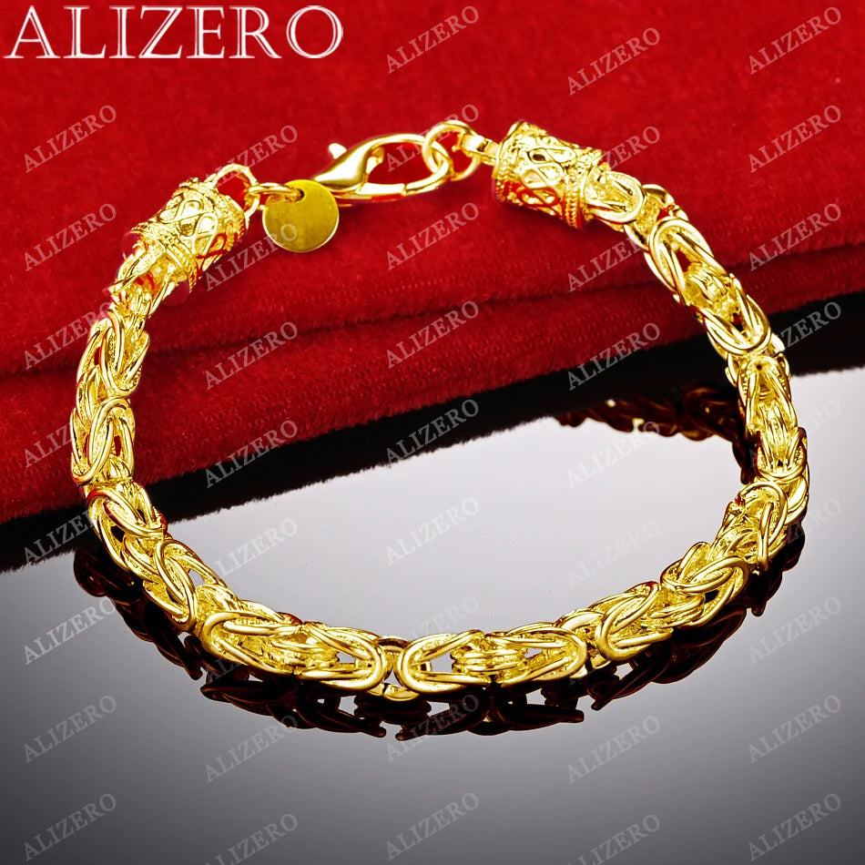 ALIZERO 18K Goldarmband 5mm Wasserhahn-Kettenarmbänder für Herren Damen Mode Hochzeitsfeier Geschenk Edler Schmuck Großhandel