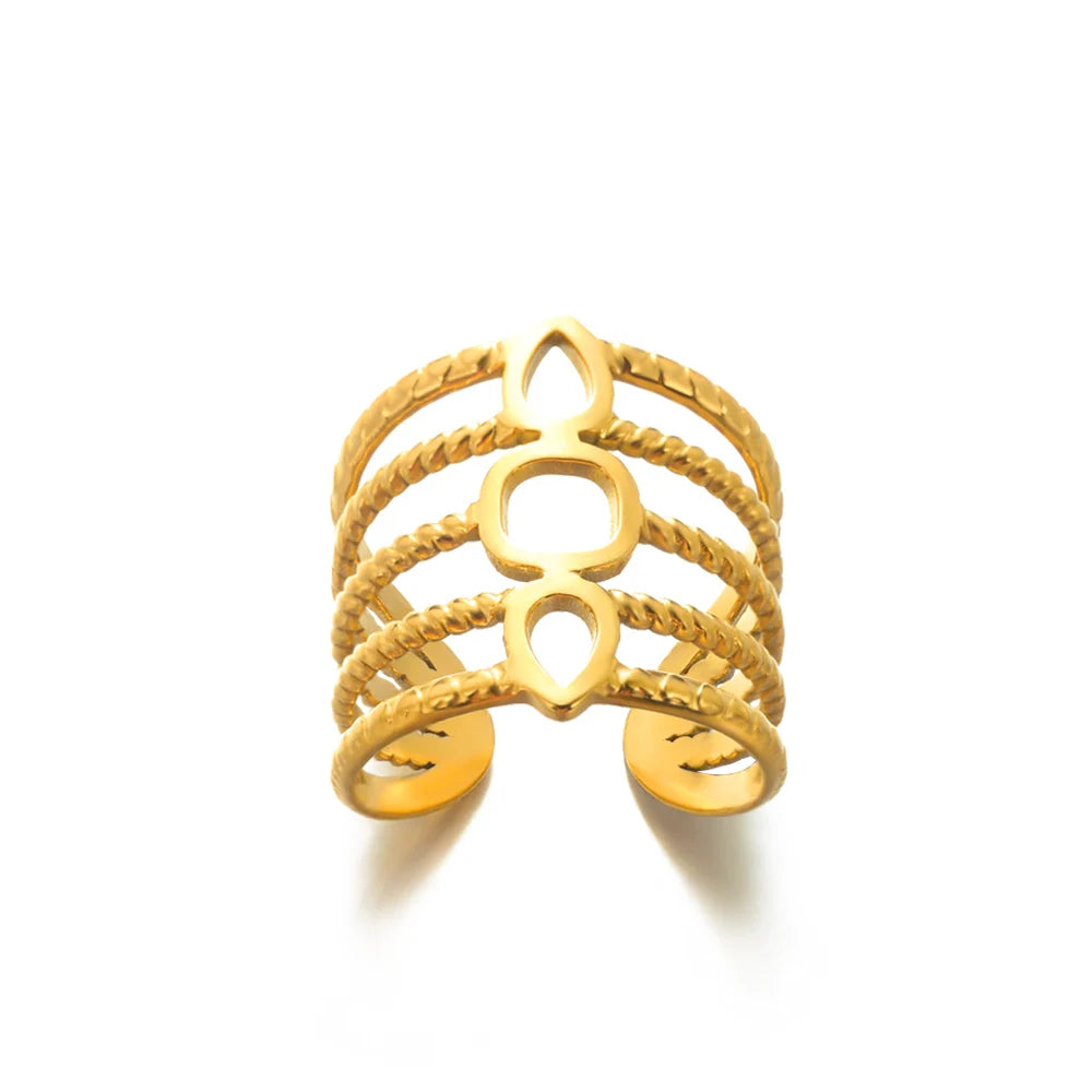 Edelstahl Runde Ringe Für Frauen Zirkon Geometrische Goldfarbe Kristall Ring Ästhetische Hochzeit Party Schmuck Geschenk Bague Femme