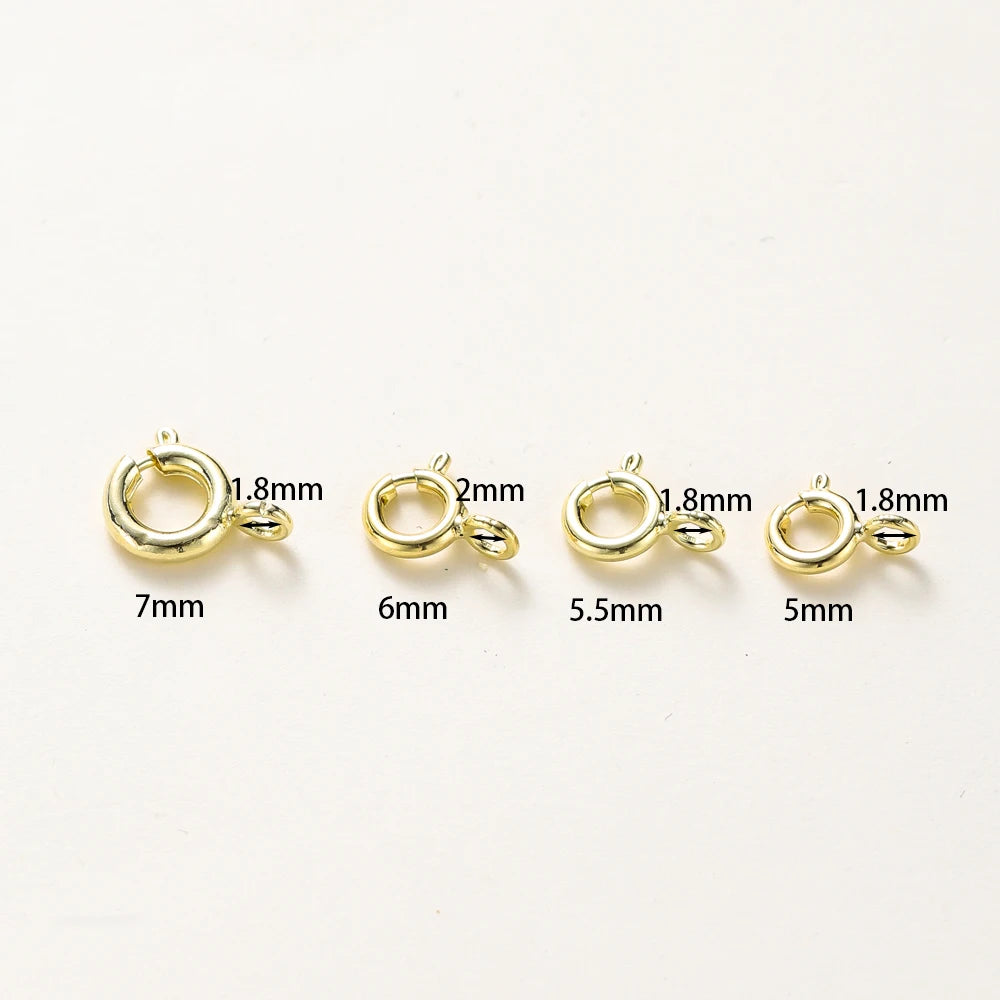 10 Stück/ 14K 18K Gold Runder Federverschluss mit Biegering Offener Verbindungsverschluss für DIY Schmuck Halskette Kettenherstellung Zubehör