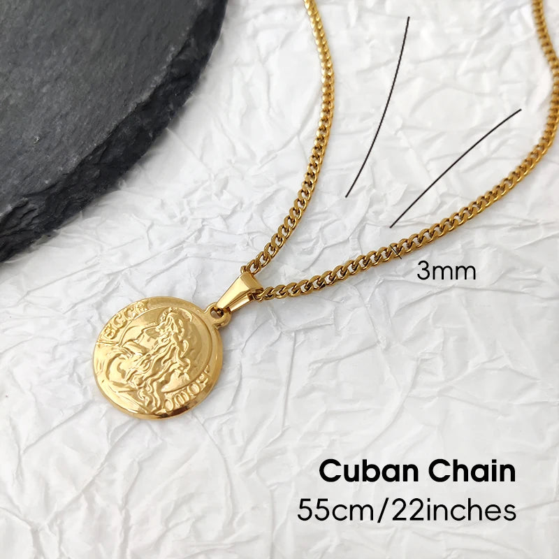 Colgante de Jesús de Hip-Hop para hombre: Collar con colgante de Jesús Cristo de acero inoxidable estilo rapero, joyería con cabeza de Jesús como regalo para hombres