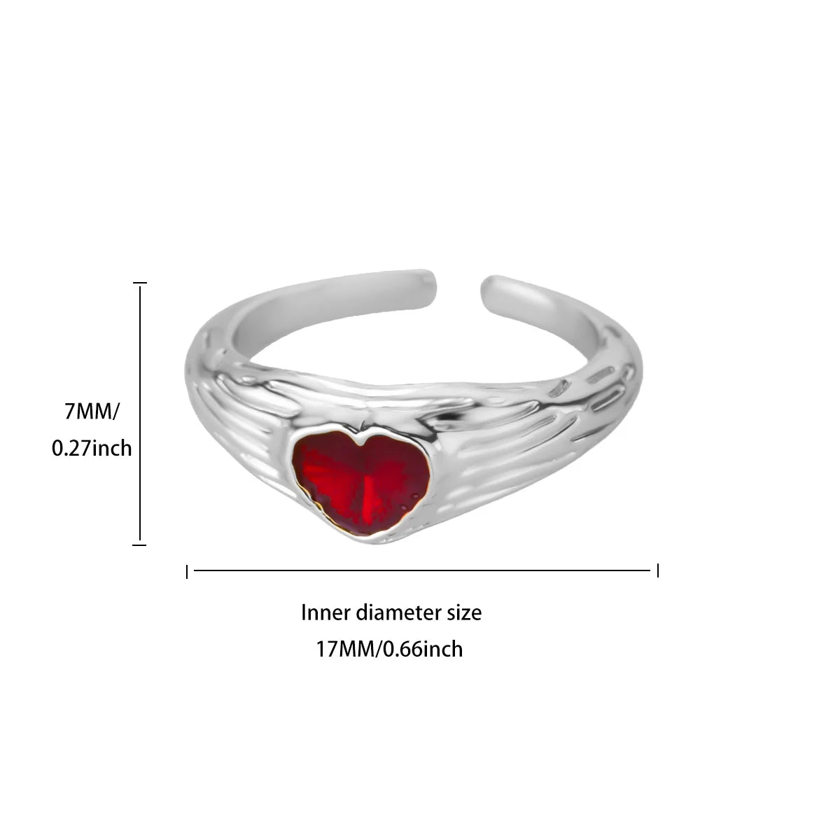 Punk Rote Zirkon Herzringe für Frauen Edelstahl Goldfarbe Günstiger Offener Ring 2025 Neue Mode Hochzeit Paar Schmuck Geschenk