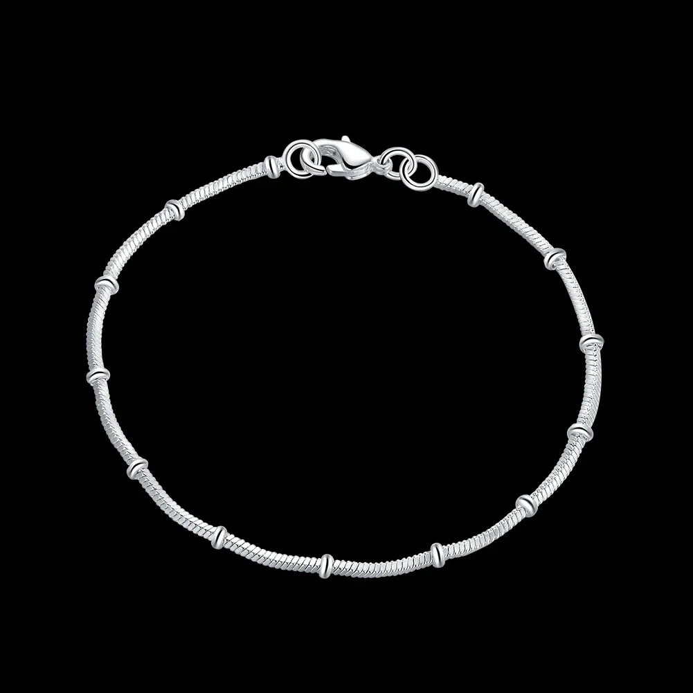 Heiße neue 925er Sterlingsilber Armbänder für Damen, feine Schlangenkette mit Perlen, modische Hochzeits-, Party-, Weihnachtsgeschenke, Schmuck