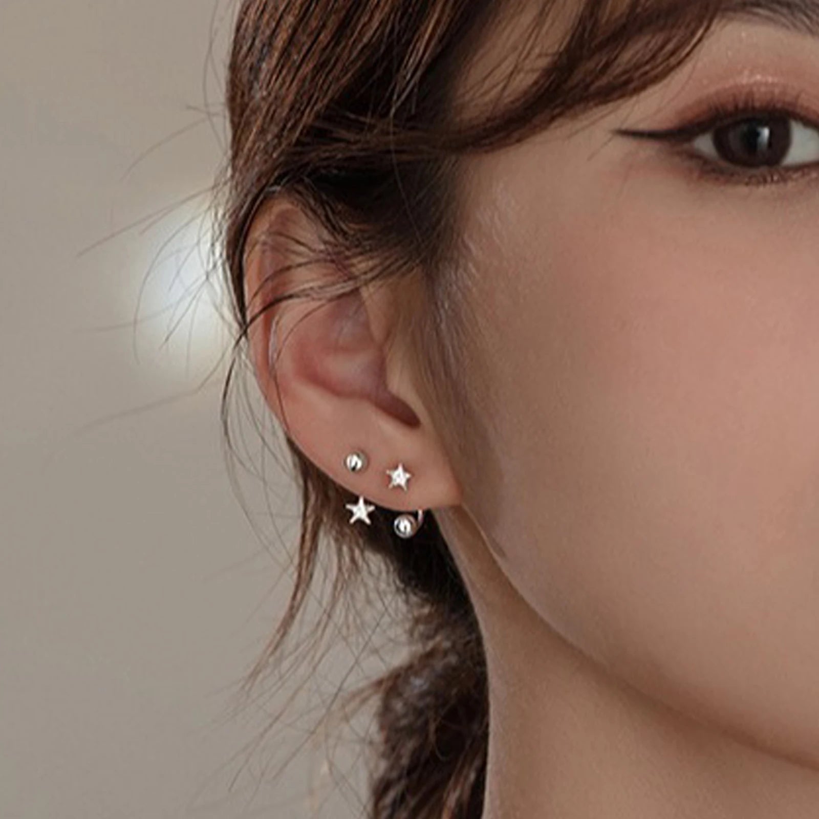 Pendientes de personalidad de plata 925 con destellos de estrella y cristales, pequeños y frescos, para mujer, nueva tendencia 2022