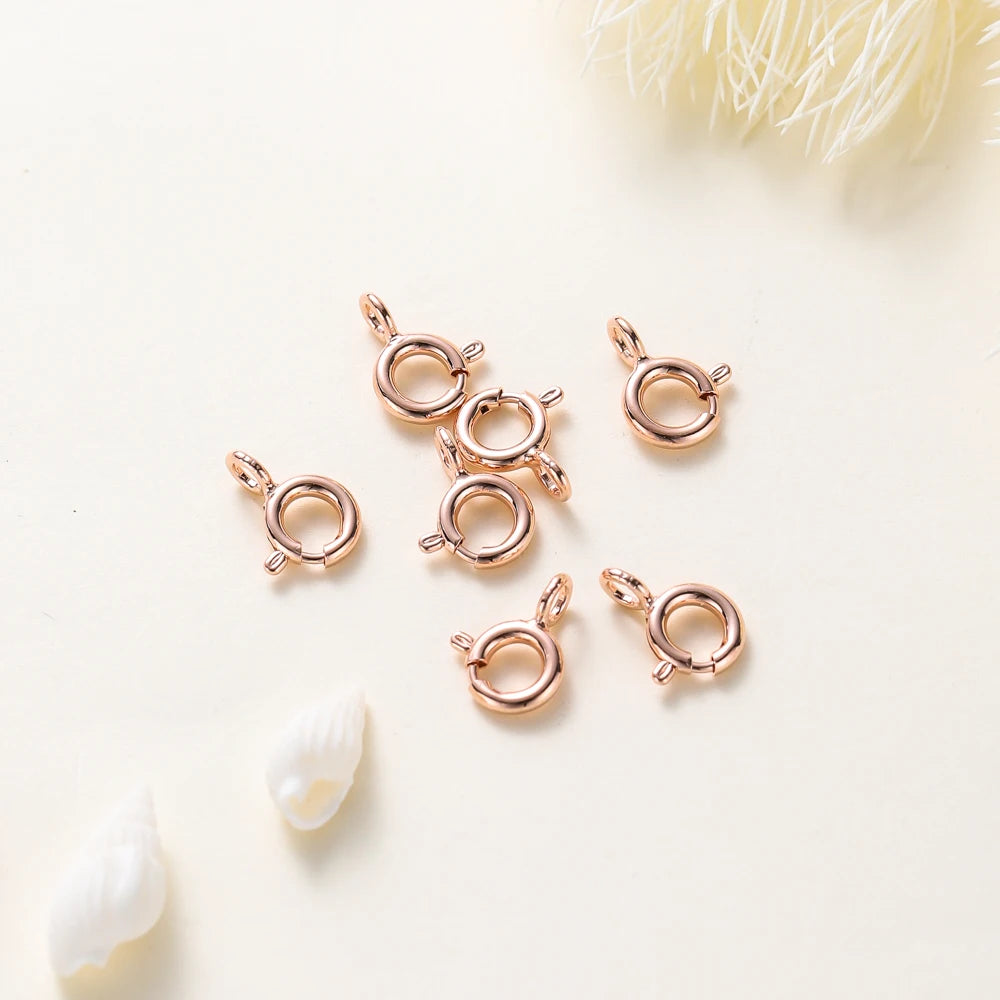 10 Stück/ 14K 18K Gold Runder Federverschluss mit Biegering Offener Verbindungsverschluss für DIY Schmuck Halskette Kettenherstellung Zubehör