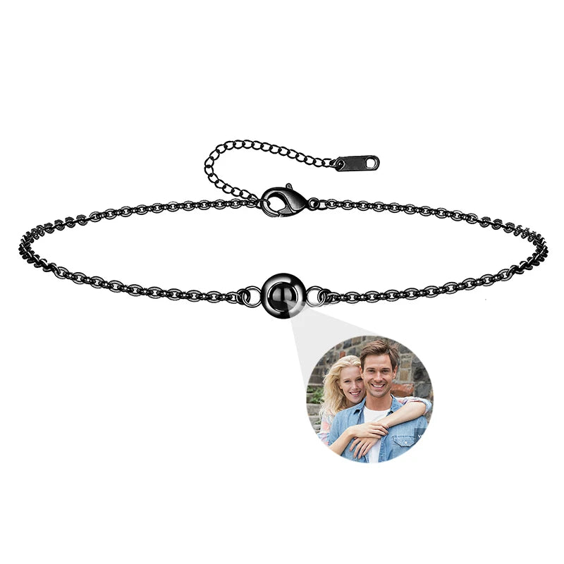 Personalisierte Foto-Armbänder mit Projektion – Armband mit Bild im Inneren, 100 Sprachen „Ich liebe dich“, Edelstahl-Armband