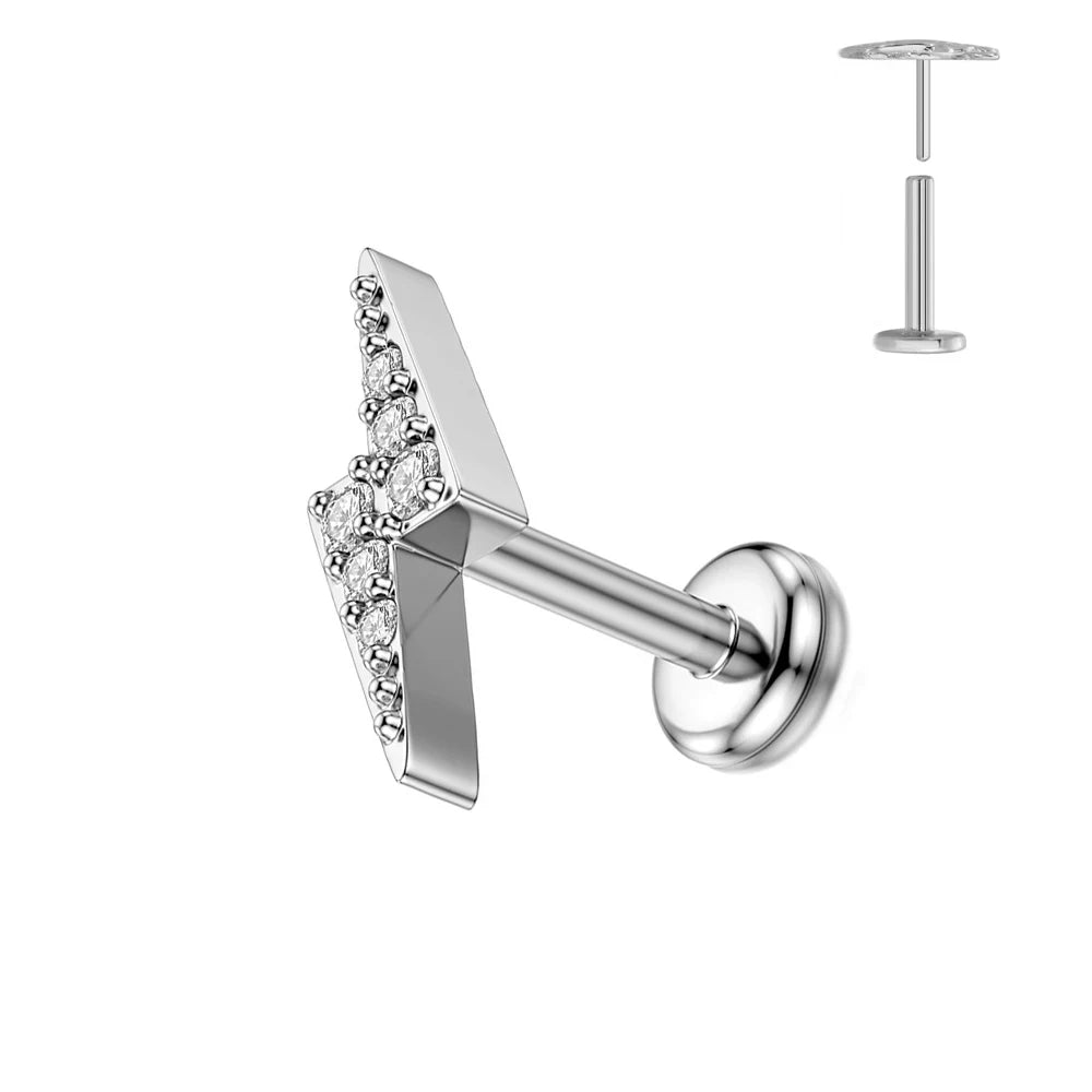 G23 Flores de titanio Labret de empuje 16G 18G 20G Piercing de mariposa para labios sin rosca con forma de gota de agua, arete para tragus, joyería corporal