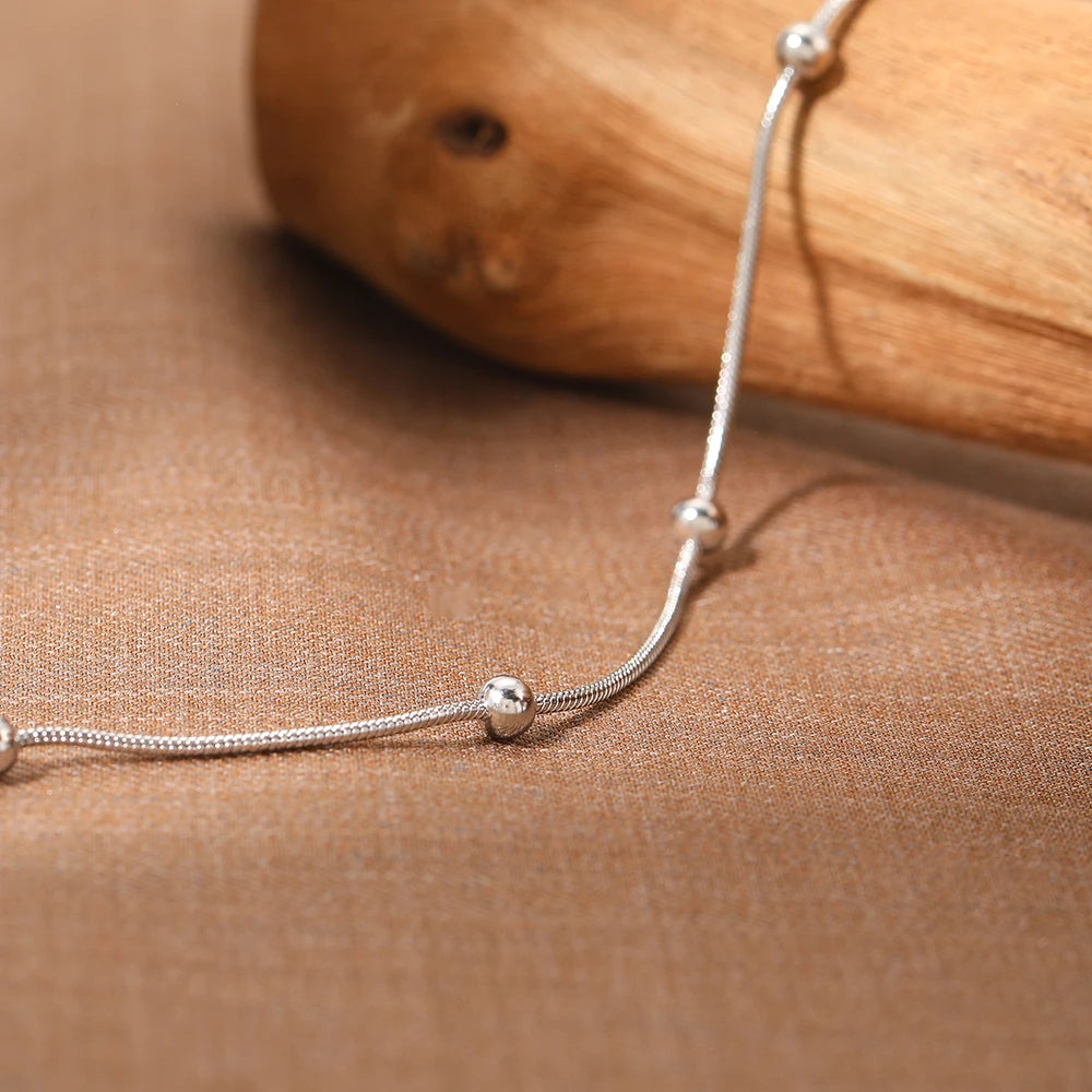 Aomogo Stainless Steel Anklet Simple Snake Bead Chain Hip Hop Punk Anklet Fashion Light Luxury Women's Jewelry Banquet Gift