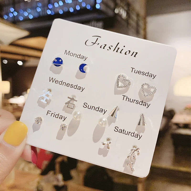 Neue S925 Silber Nadel Ohrstecker Set für Frauen Mädchen Einfache Süße Exquisite Mini Ohrringe Schmuck Geschenk Großhandel Direktverkauf