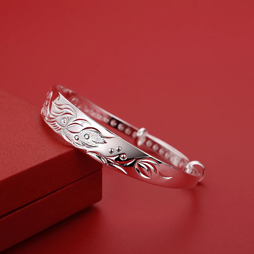 Luxus 925 Sterlingsilber Edle Phönix Armbänder Armreifen für Frauen Mode Party Hochzeit Schmuck Weihnachtsgeschenke Verstellbar