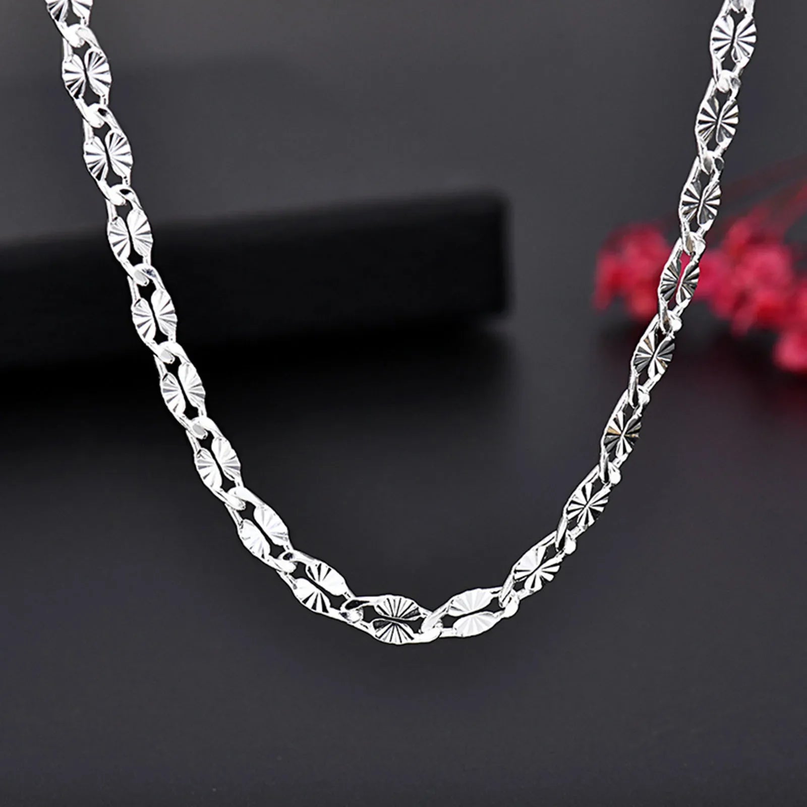 Cadenas planas de plata fina 925 para hombre y mujer, para bodas, fiestas, joyas, regalos de Navidad, 45-75 cm