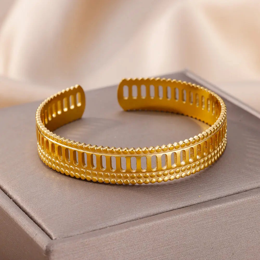 Schlangen Armreif Armband für Damen Edelstahl Vergoldet Öffnungsarmreif Tier Ästhetischer Schmuck pulseras mujer