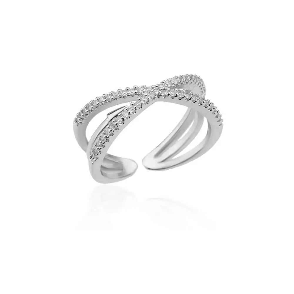 Zirkon Kreuzringe für Damen Vergoldeter Offener Edelstahl Kreuzring Hochzeit Party Ästhetischer Schmuck Geschenk Kostenloser Versand