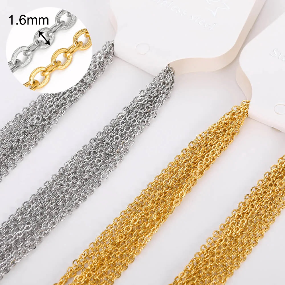 10pcs/set Stainless Steel Gold Color Necklace For Women 45cm Chain DIY Jewelry Accessories Making Materials Handmade Supplies