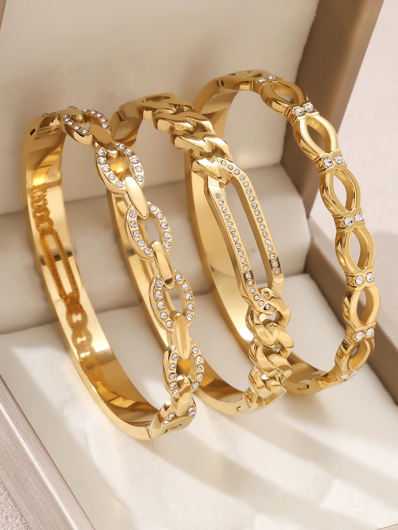 1 Stück/Set Damen Hochzeitsschmuck Party Feiertag Valentinstag Geschenk Edelstahl Armband 18K vergoldet Armband