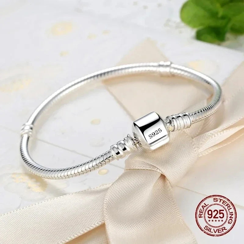 Handgemachter Original Feinschmuck 925 Sterling Silber Charm Armband Weiche Glatte Schlangenknochen Armbänder für Frauen