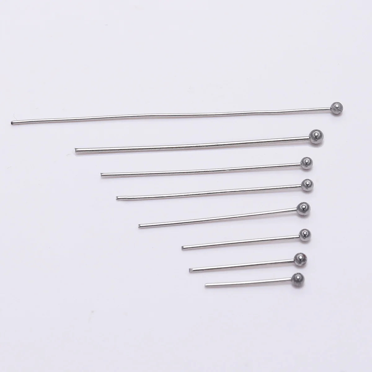 100 unidades/paquete de alfileres de cabeza de bola de acero inoxidable de 15-50 mm de color plata para hacer joyas a mano, accesorios de hallazgos de alfileres