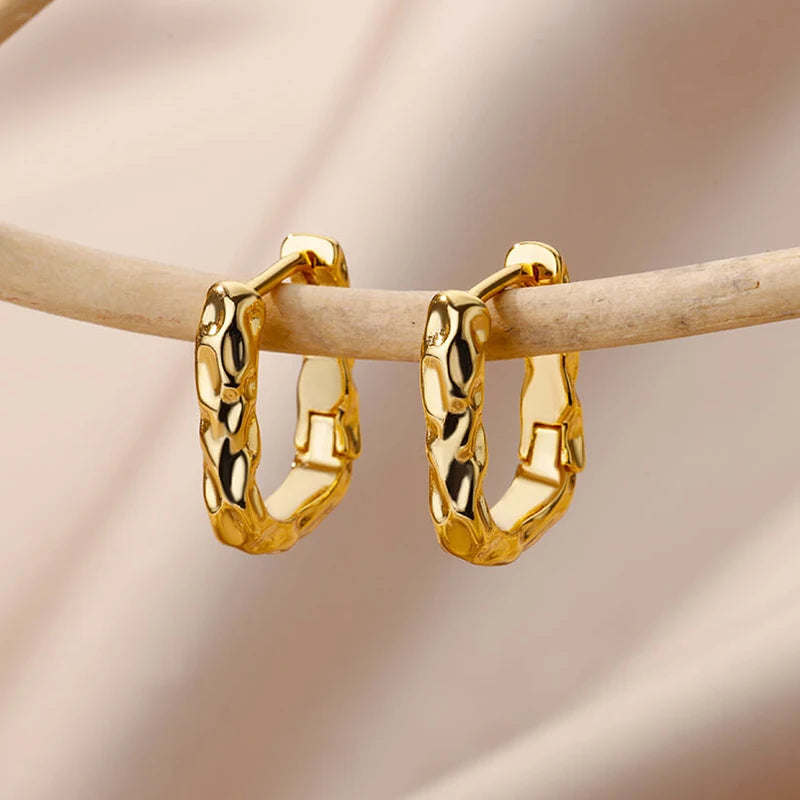 Edelstahl Creolen für Damen Goldfarben Mode Perlen Piercing Ohrring 2023 Trend Neuer Luxusschmuck aretes mujer