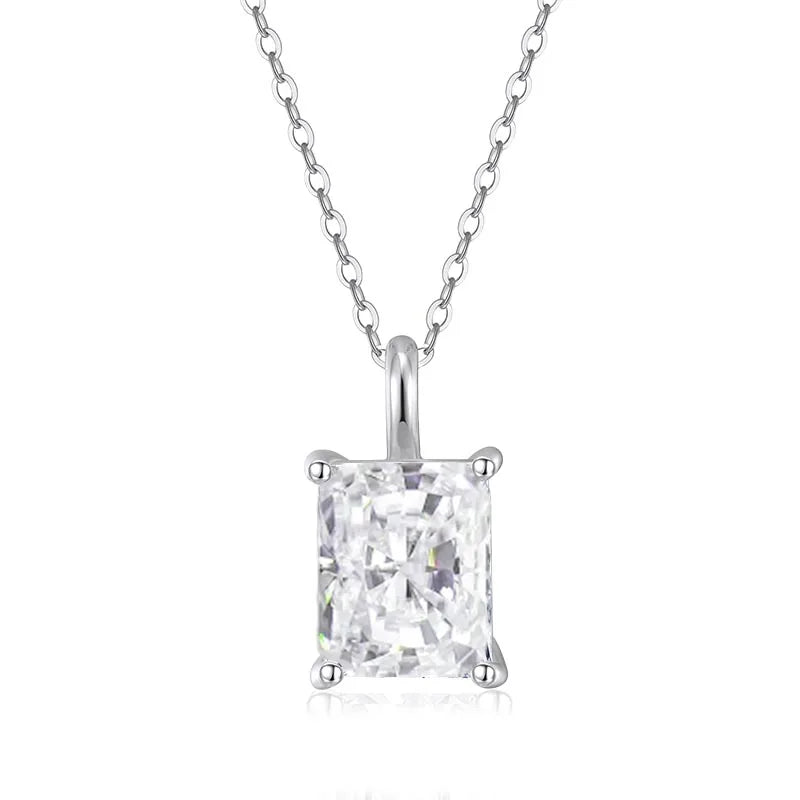 NeeTim 1ct 2ct 3ct 4ct Collar de Moissanita Corte Radiante D VVS1 para Mujer con Baño de Oro Joyería de Plata de Ley 925 Colgante