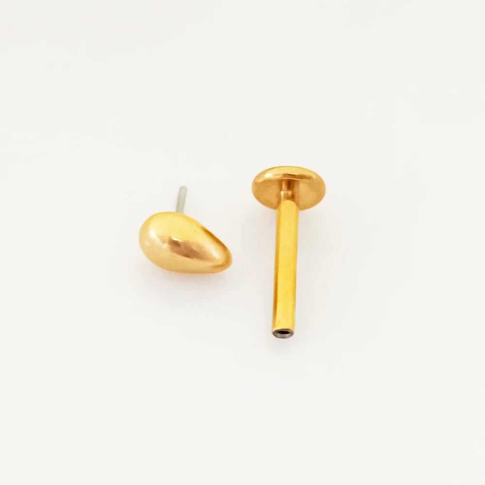 G23 Flores de titanio Labret de empuje 16G 18G 20G Piercing de mariposa para labios sin rosca con forma de gota de agua, arete para tragus, joyería corporal