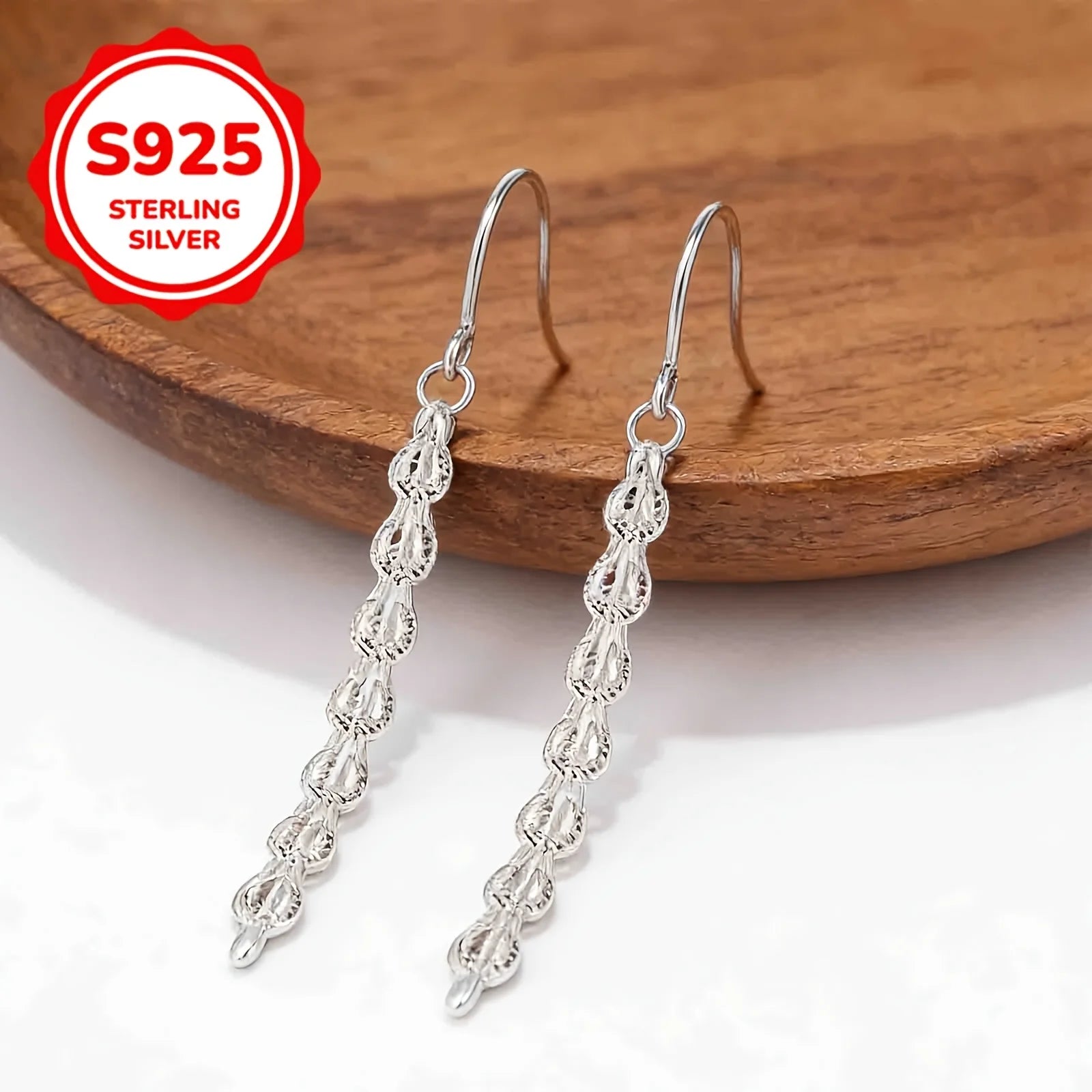 Schlichte und legere S925 Silber Phönixschwanz-Hakenohrringe für Damen, hypoallergene Ohrringe für den täglichen Gebrauch von Frauen