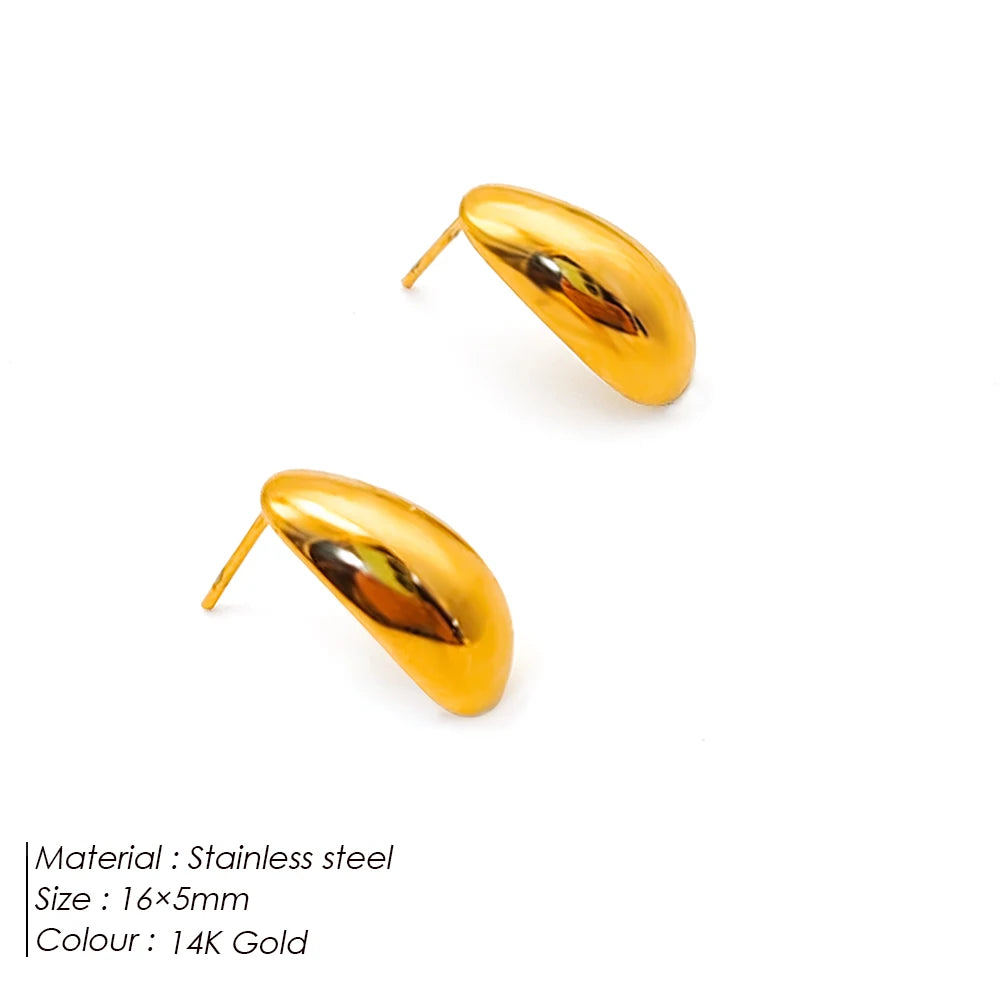 Pendientes de tuerca de acero inoxidable SUNIBI para mujer, color dorado, color plateado, pendientes sencillos, aros gruesos y lisos para esposas, joyería de moda.