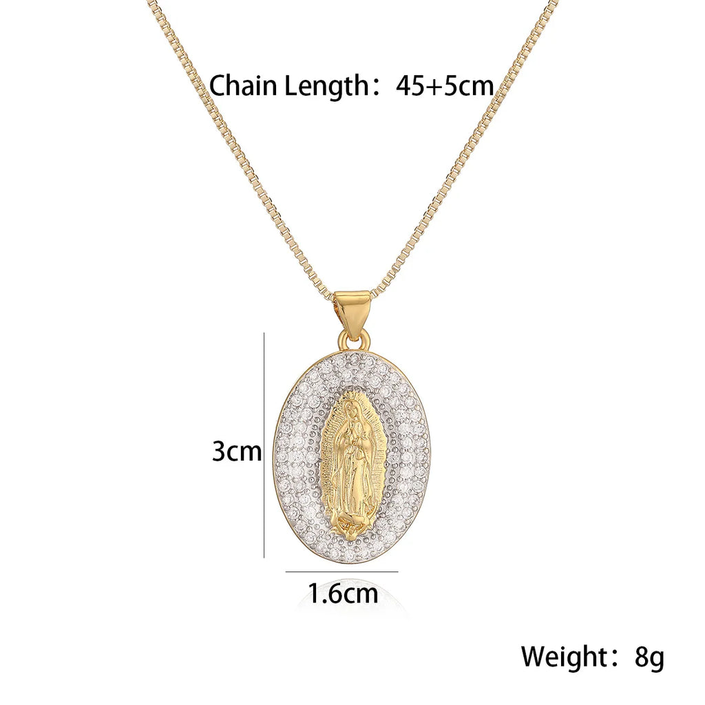 NEWBUY 2025 New Trendy Silver/Gold Mix Color Shiny AAA CZ Inlay Virgin Mary & Priest Pendant Necklaces