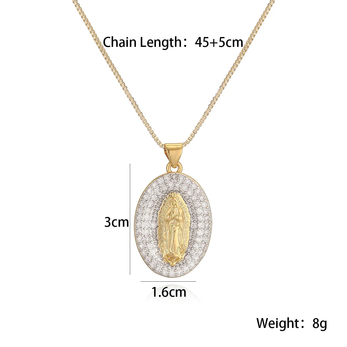 NEWBUY 2025 New Trendy Silver/Gold Mix Color Shiny AAA CZ Inlay Virgin Mary & Priest Pendant Necklaces