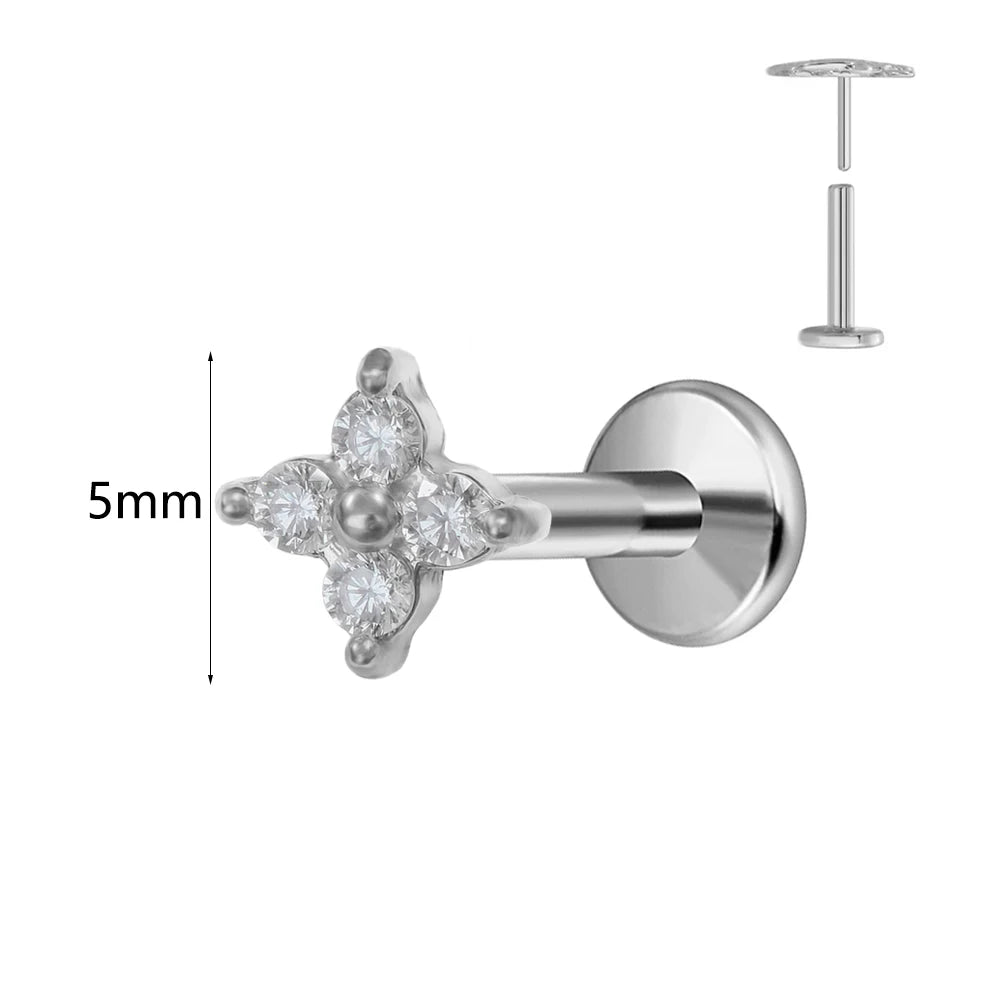 Winziger Wassertropfen Labret Piercing G23 Titan Opal Mond Push-In Zweig Ohrring Stecker Anhänger Gewindeloser Knorpelkörperschmuck