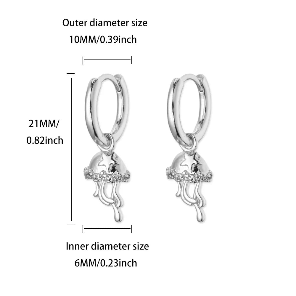 Pendientes de gancho geométricos para mujer, de acero inoxidable, color dorado, con diseño de medusa, pendientes colgantes de moda 2025, joyería de boda con perforación