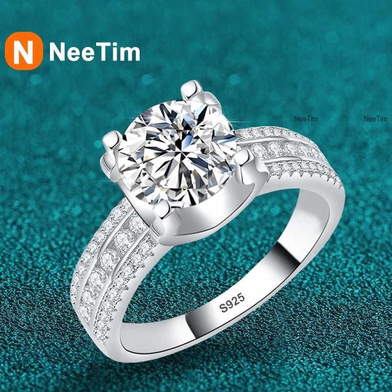 NeeTim 2ct 3ct 5ct D VVS1 Moissanit Ehering für Damen 925 Sterling Silber Band Labor Diamant Bänder Verlobungsringe