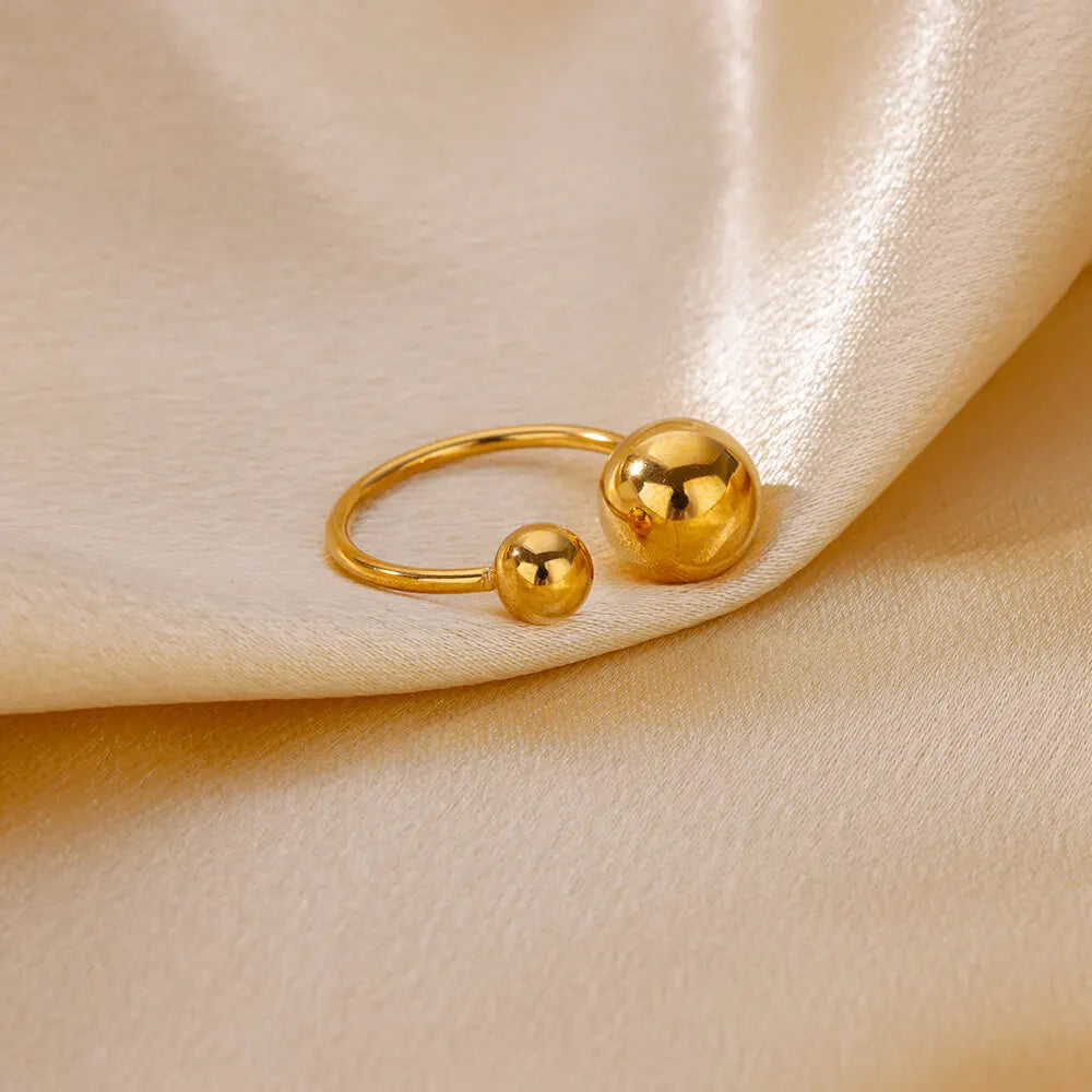 Punk Chunky Ball Ringe für Frauen Männer Gold Farbe Edelstahl Angstperlen Ring Trendy Schmuck Finger Accessoires Geschenk BFF