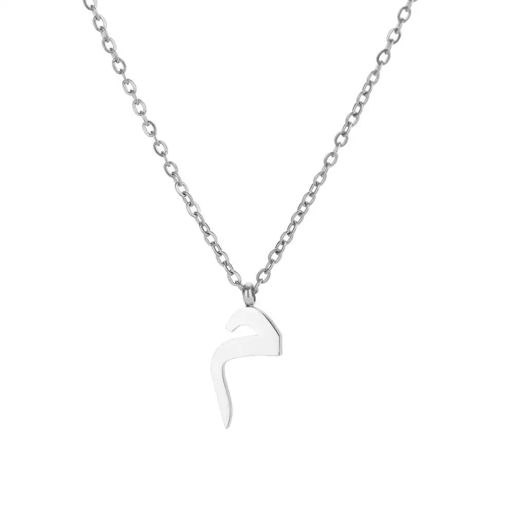 Collar con colgante de letras árabes para mujer, cadena inicial de acero inoxidable, gargantilla, collar, joyería de boda 2024, bisutería