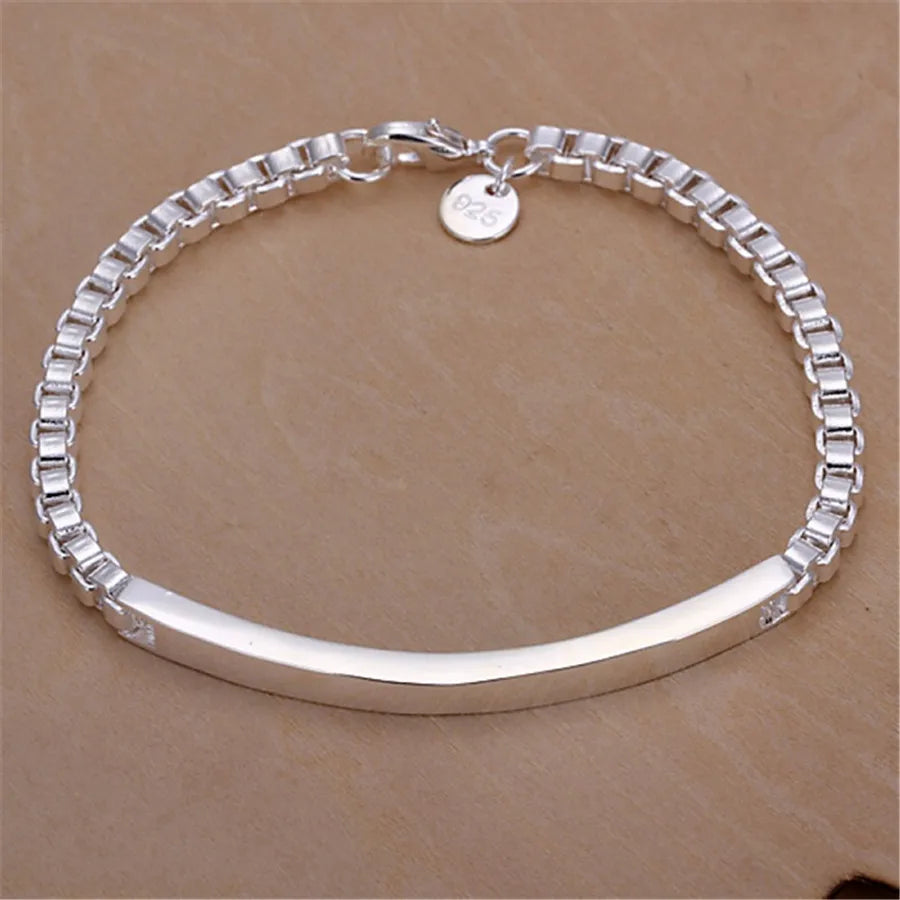 925 Sterling Silber exquisites massives Kettenarmband Mode Charms Frauen Männer massiv Hochzeit süße schlichte Modelle Schmuck