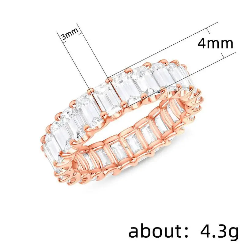925 Sterling Silber Wunderschöne Verlobungsringe Liebe Hochzeitsschmuck Voll gepflastert Quadratischer Kristall Zirkon Eleganter Damen Verlobungsring