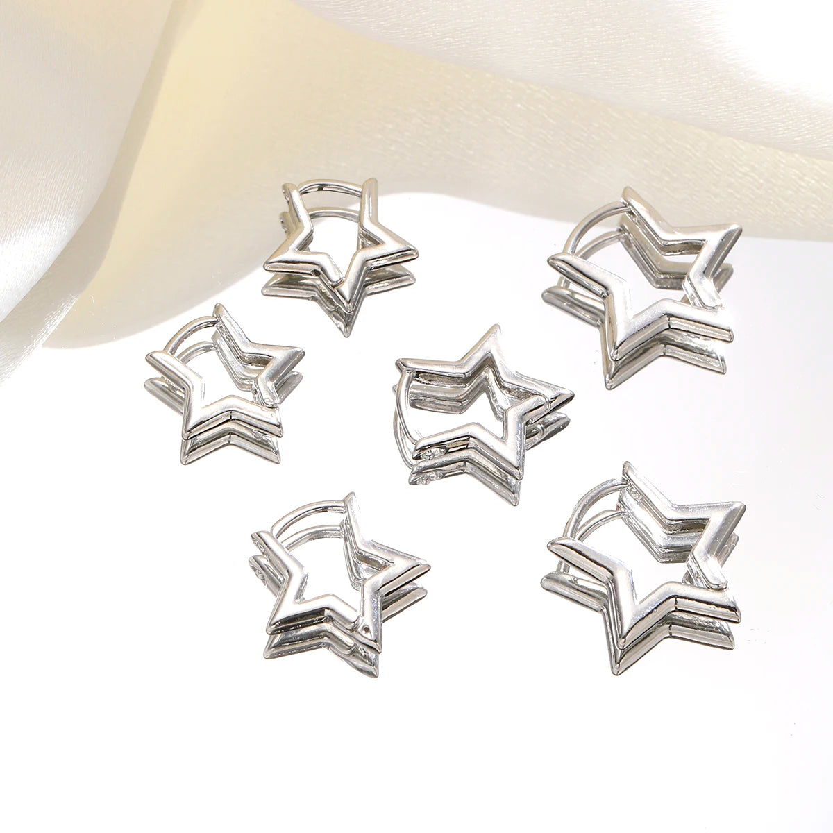 3 Pairs/set Punk Geometric Star Hoop Earrings for Women Simple Gold Color Copper Metal Circle Huggie Earrings New Unisex Jewelry