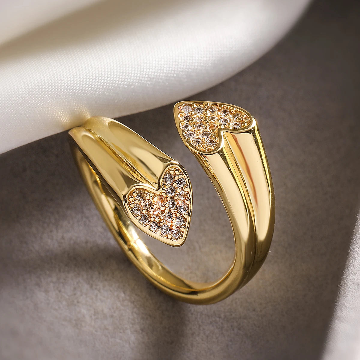 NEWBUY Hochwertige AAA CZ Zirkon Intarsien Kupfer Hochzeitsschmuck Einzigartiges Design Offene Ringe Für Elegante Frauen Größenverstellbar