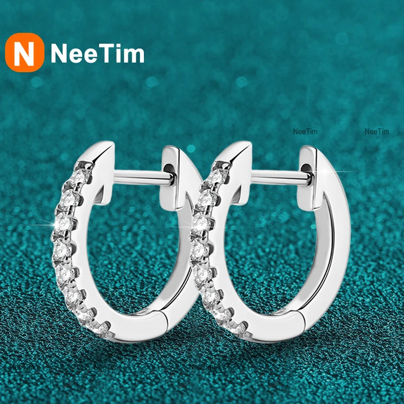 NeeTim Vollständig Moissanite Ohrringe D Farbe Moissanite Labor Diamant 925 Sterling Silber Creolen Ohrringe Funkelnder Hochzeit Feiner Schmuck