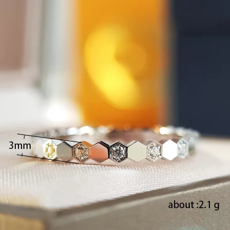 925 Sterling Silber Vintage Geometrische Zirkonringe für Frauen Geschenk Alltag Party Hochwertiger Edelschmuck Accessoires