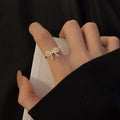 Yupsk Korean Fashion Micropaved Crystal Zirconia Bow Ring for Women Girls Exquisite Ins Trendy Minimalist Finger Rings Jewelry
